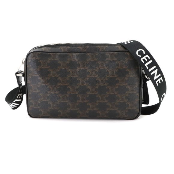 Celine Triomphe Medium Shoulder Bag in Black and Brown Leather (197202DND) - Picture 1 of 9